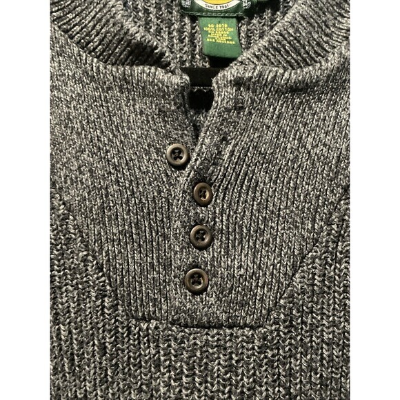 Cabela's 1/4 Button Henley Heavy Chunky Knit 100% Cotton Sweater Men's XL Tall - Picture 3 of 6